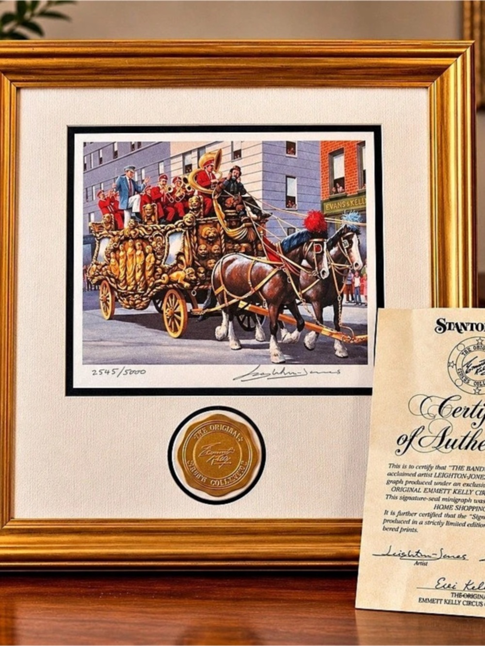 Leighton-Jones The Bandwagon Emmett Kelly Circus Signed 2545/5000 Framed COA